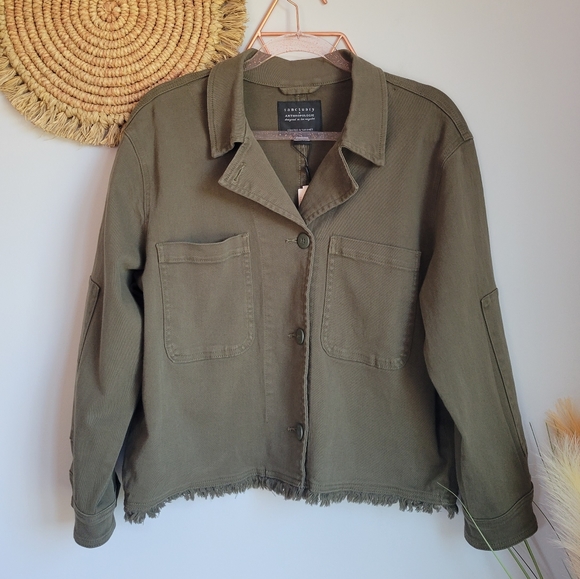 Anthropologie, New, Sanctuary Army Olive Green Utility Denim Jacket, Large - Picture 15 of 15